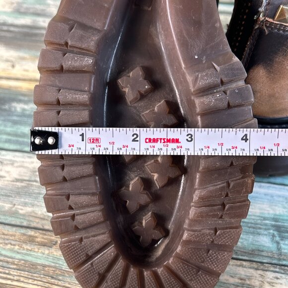 Steve Madden Avenger Combat Boot 9M Brown Leather Camo Print Platform Grunge - Picture 9 of 13